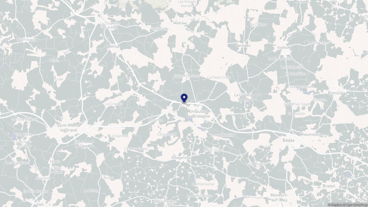 Aperçu cartographique de Montauban-de-Bretagne, centré sur la commune