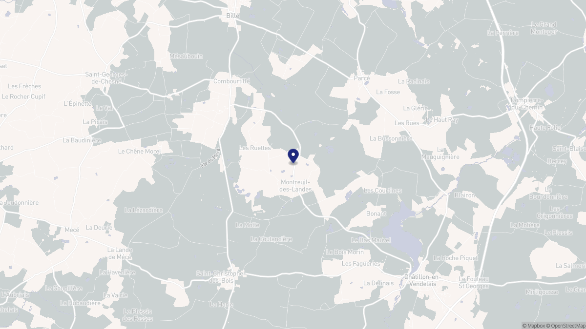 Aperçu cartographique de Montreuil-des-Landes, centré sur la commune