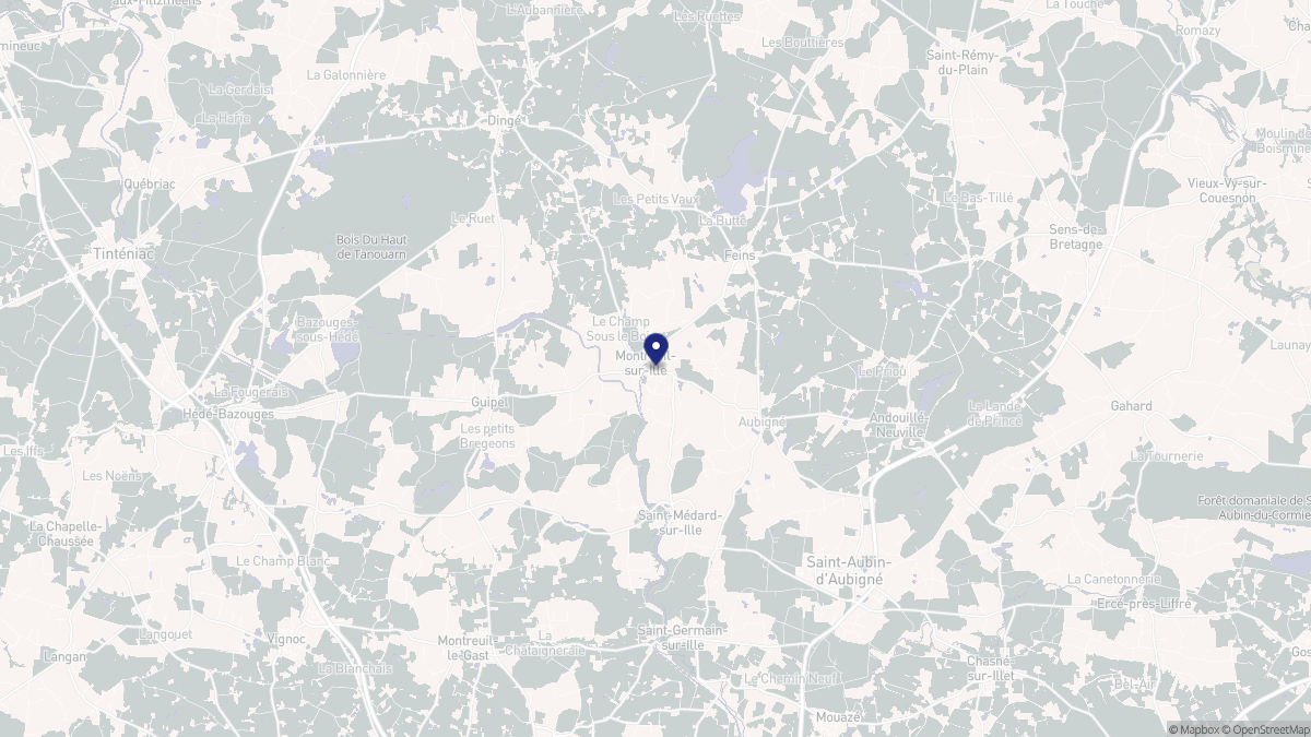 Aperçu cartographique de Montreuil-sur-Ille, centré sur la commune