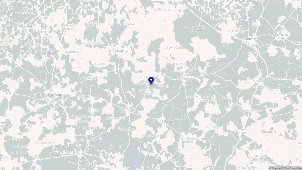 Aperçu cartographique de Noyal-sous-Bazouges, centré sur la commune