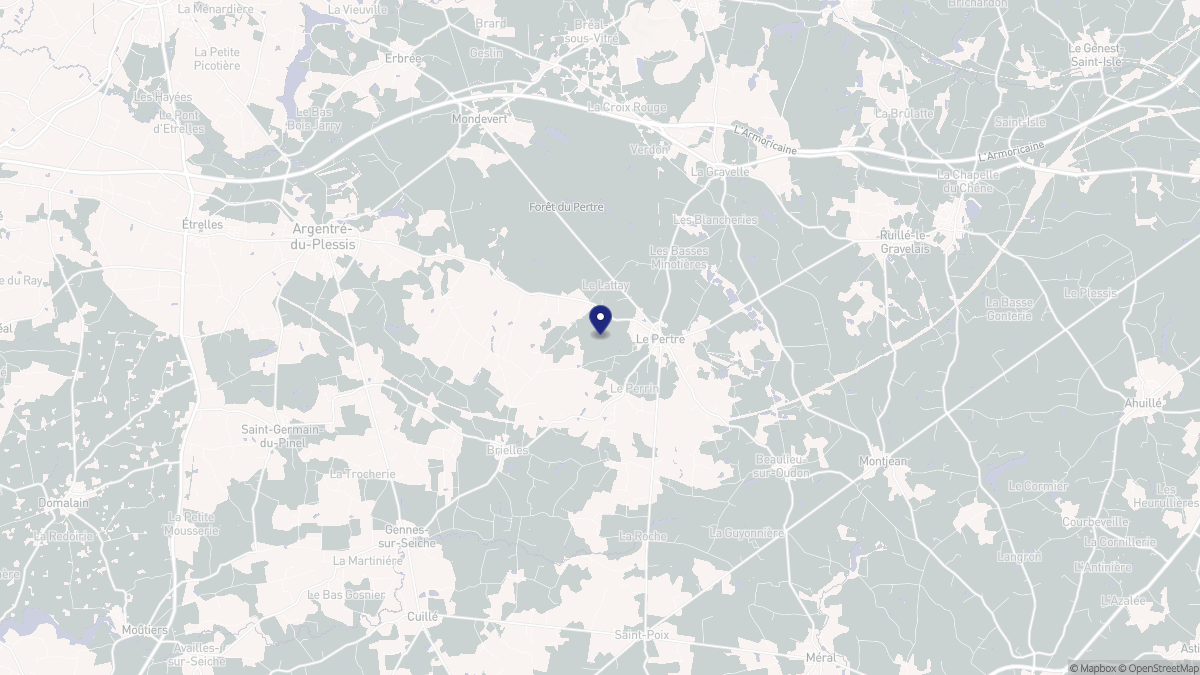 Aperçu cartographique de Le Pertre, centré sur la commune