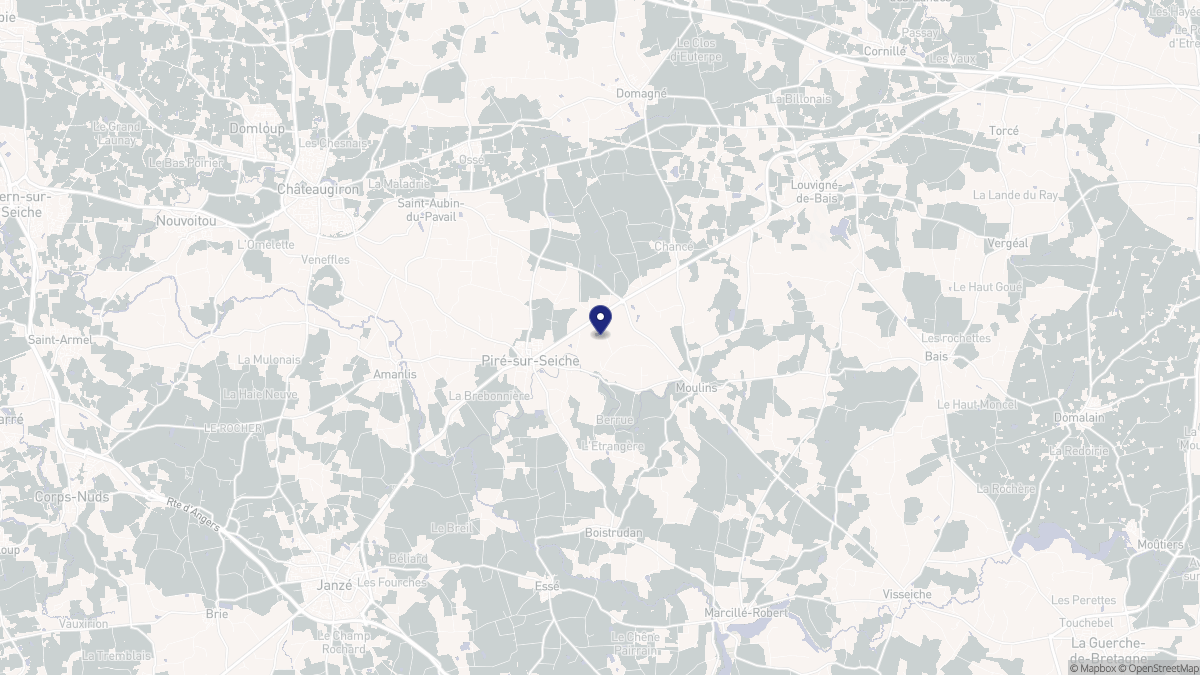 Aperçu cartographique de Piré-Chancé, centré sur la commune