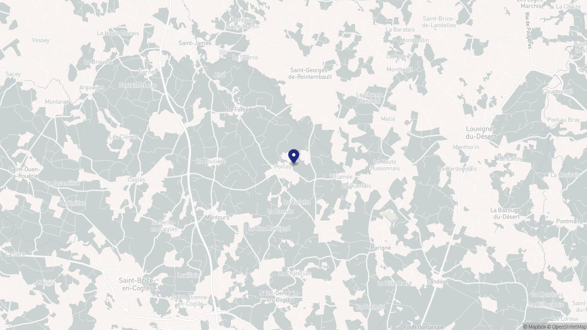 Aperçu cartographique de Poilley, centré sur la commune