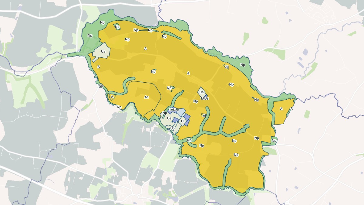 Aperçu cartographique de Saint-Aubin-des-Landes, centré sur la commune