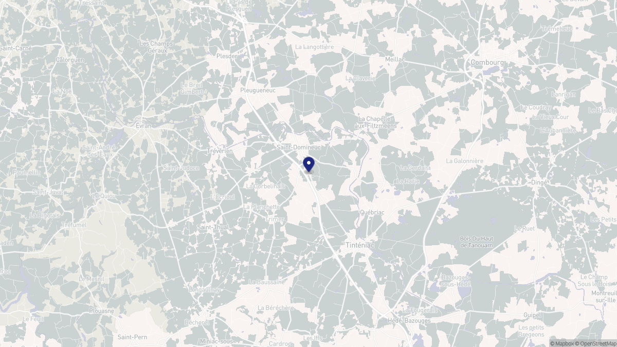 Aperçu cartographique de Saint-Domineuc, centré sur la commune