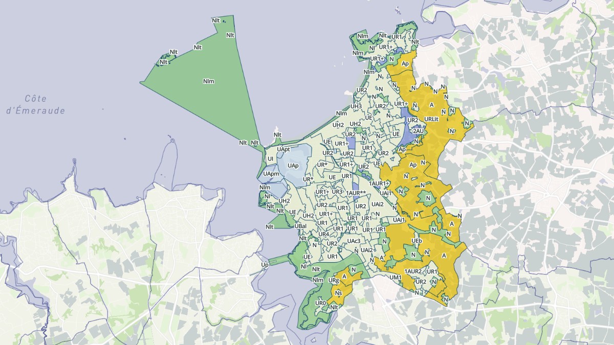 Aperçu cartographique de Saint-Malo, centré sur la commune