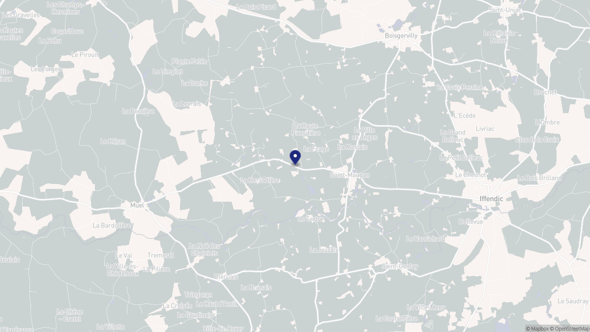 Aperçu cartographique de Saint-Maugan, centré sur la commune