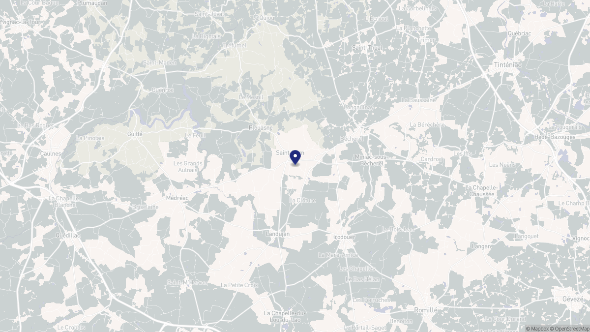 Aperçu cartographique de Saint-Pern, centré sur la commune