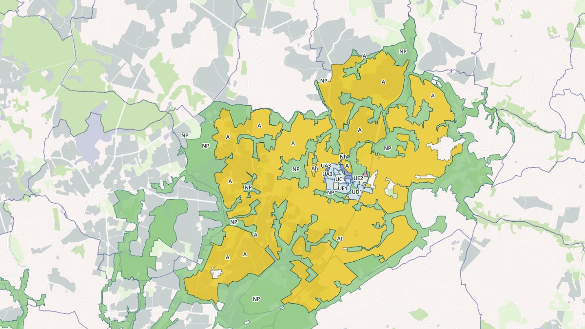 Aperçu cartographique de Sens-de-Bretagne, centré sur la commune