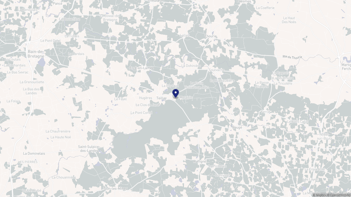 Aperçu cartographique de Teillay, centré sur la commune