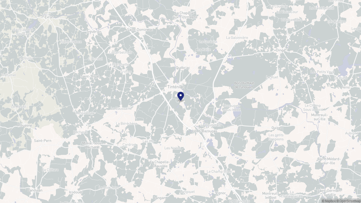 Aperçu cartographique de Tinténiac, centré sur la commune