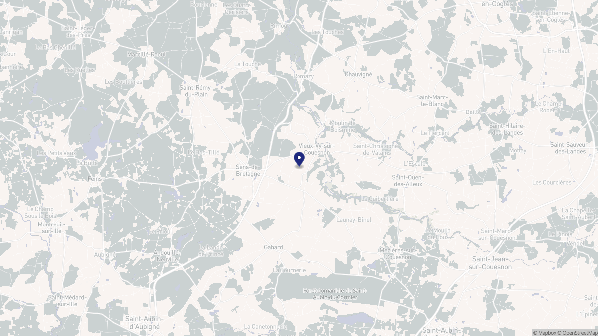 Aperçu cartographique de Vieux-Vy-sur-Couesnon, centré sur la commune