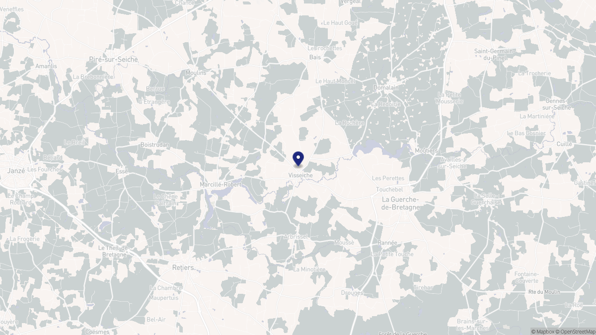 Aperçu cartographique de Visseiche, centré sur la commune