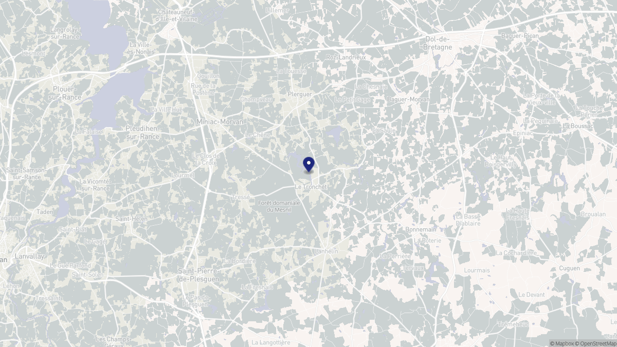 Aperçu cartographique de Le Tronchet, centré sur la commune