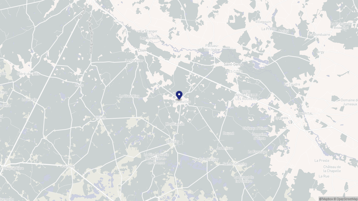 Aperçu cartographique de Arpheuilles, centré sur la commune