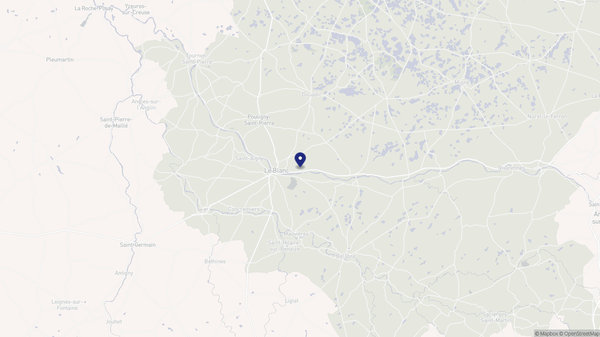 Aperçu cartographique de Le Blanc, centré sur la commune