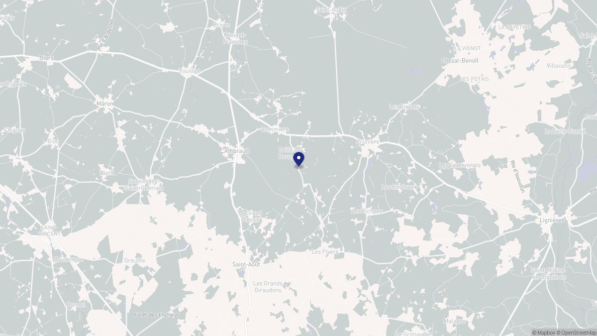 Aperçu cartographique de Bommiers, centré sur la commune