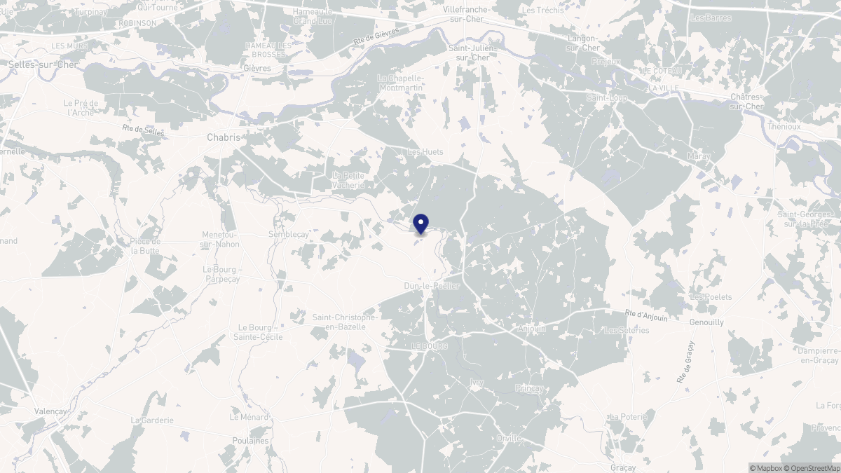 Aperçu cartographique de Dun-le-Poëlier, centré sur la commune