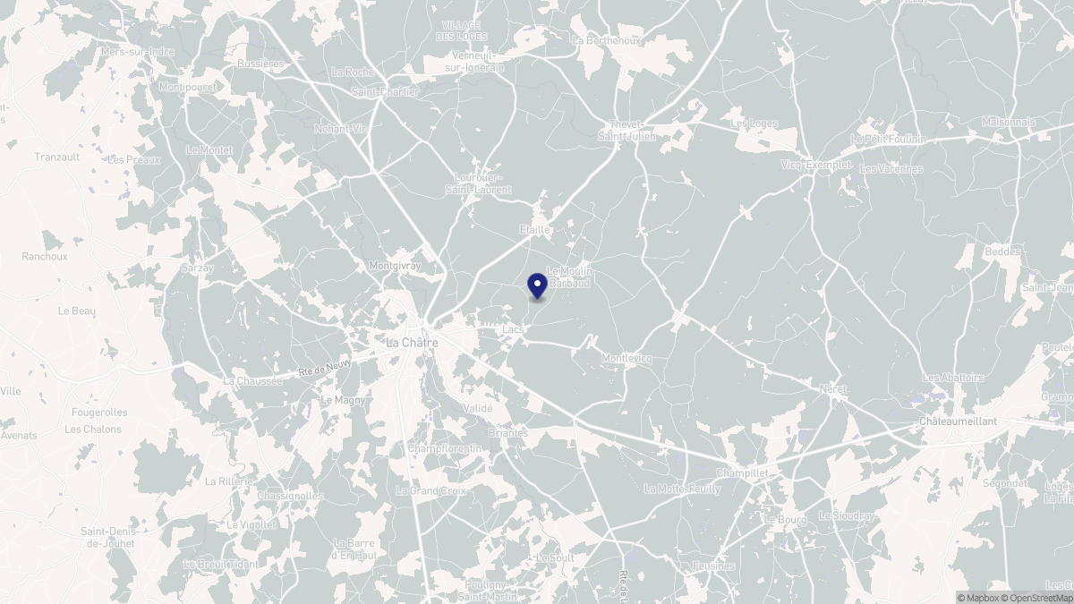Aperçu cartographique de Lacs, centré sur la commune