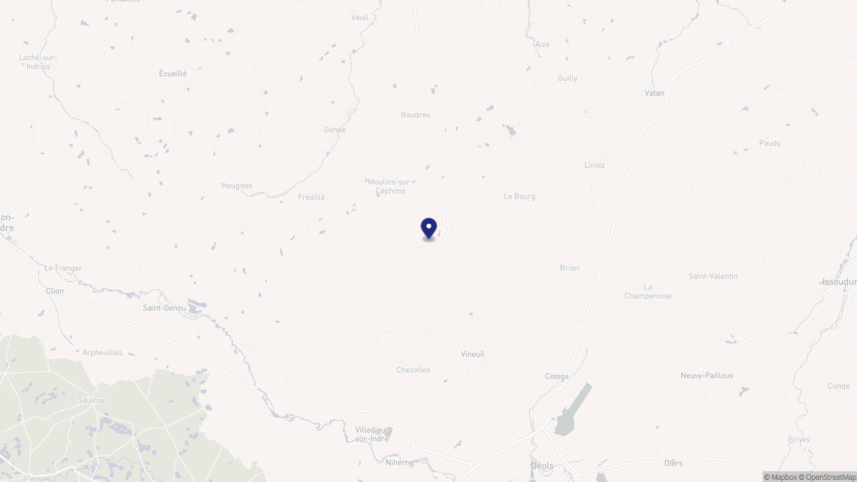 Aperçu cartographique de Levroux, centré sur la commune