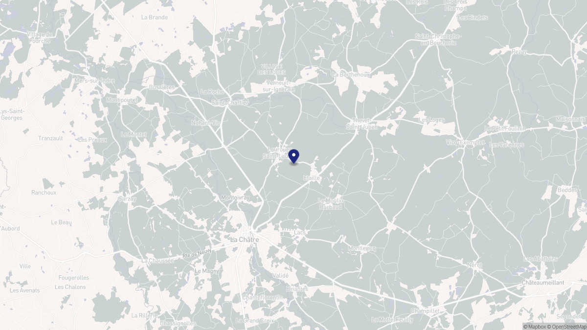 Aperçu cartographique de Lourouer-Saint-Laurent, centré sur la commune