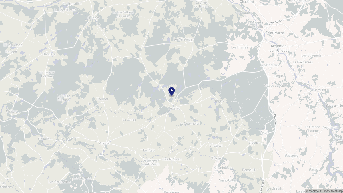 Aperçu cartographique de Luzeret, centré sur la commune