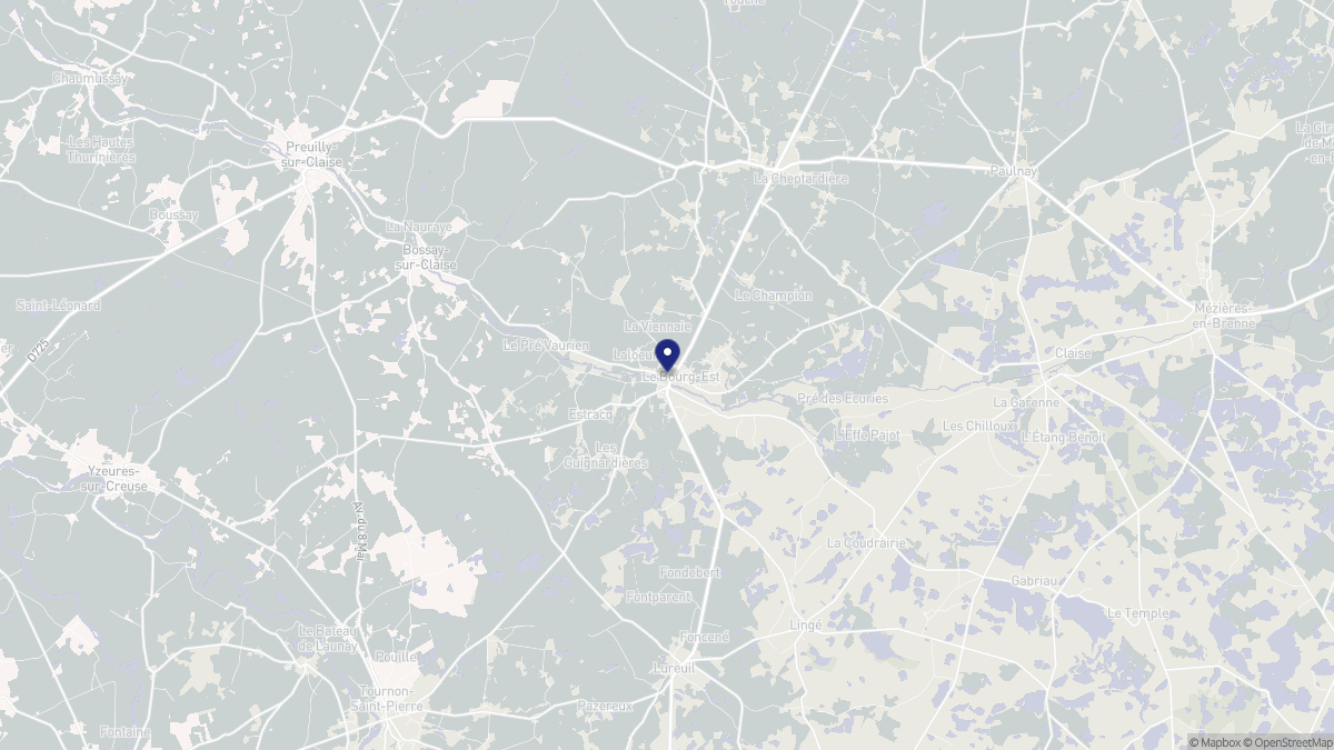 Aperçu cartographique de Martizay, centré sur la commune