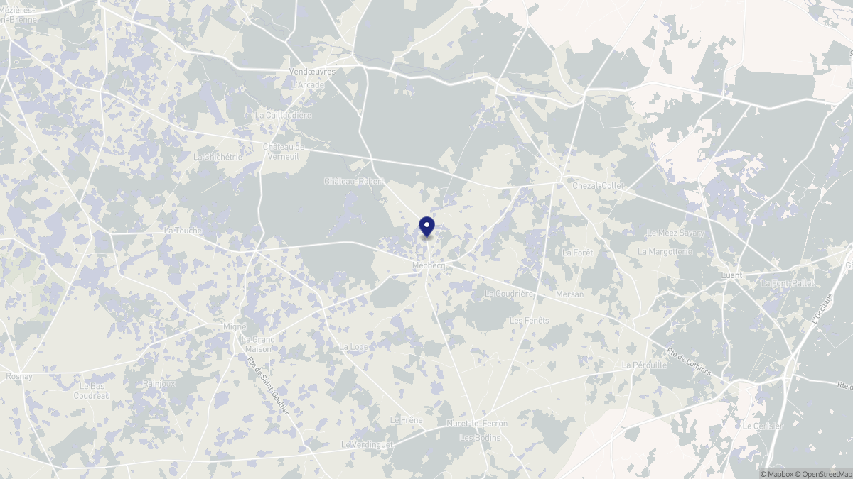 Aperçu cartographique de Méobecq, centré sur la commune