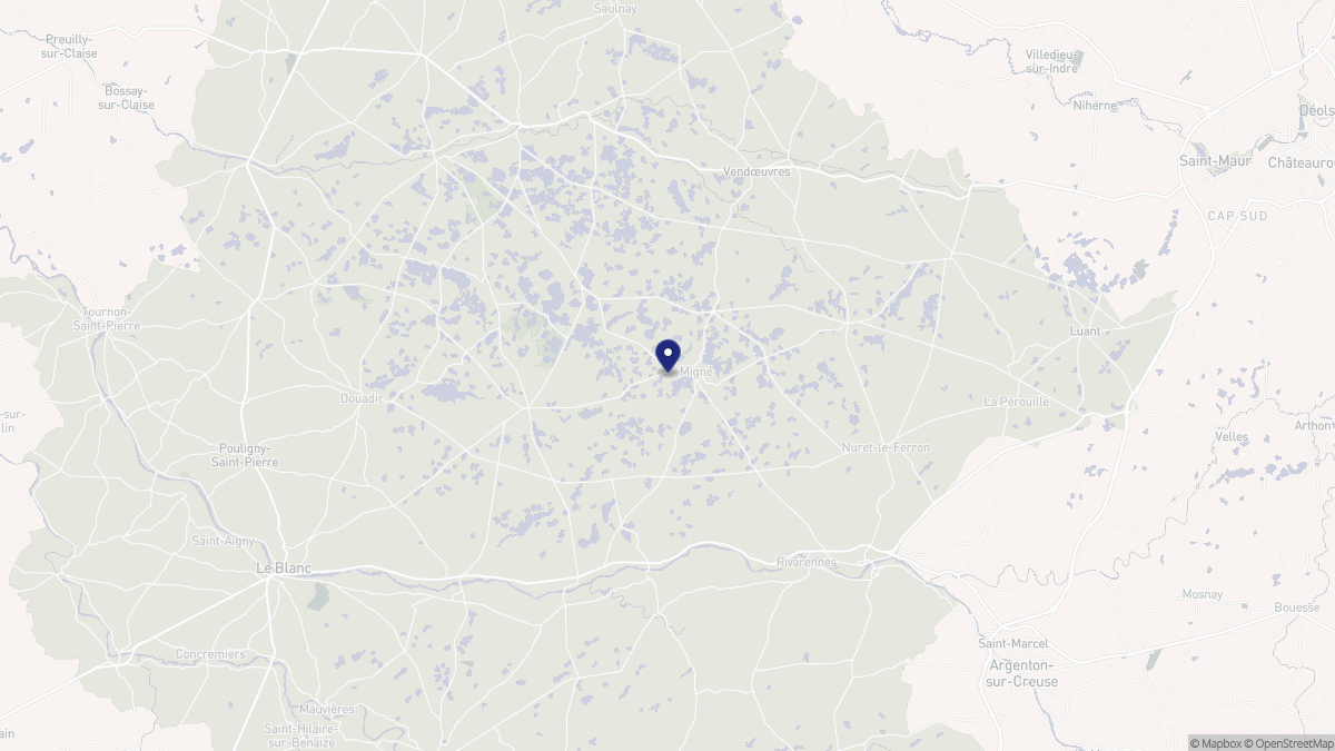 Aperçu cartographique de Migné, centré sur la commune