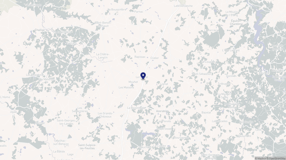 Aperçu cartographique de Mouhet, centré sur la commune