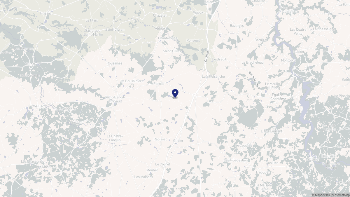 Aperçu cartographique de Parnac, centré sur la commune