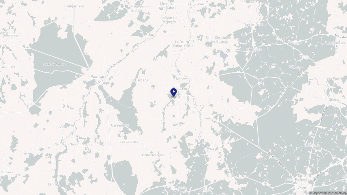 Aperçu cartographique de Poulaines, centré sur la commune