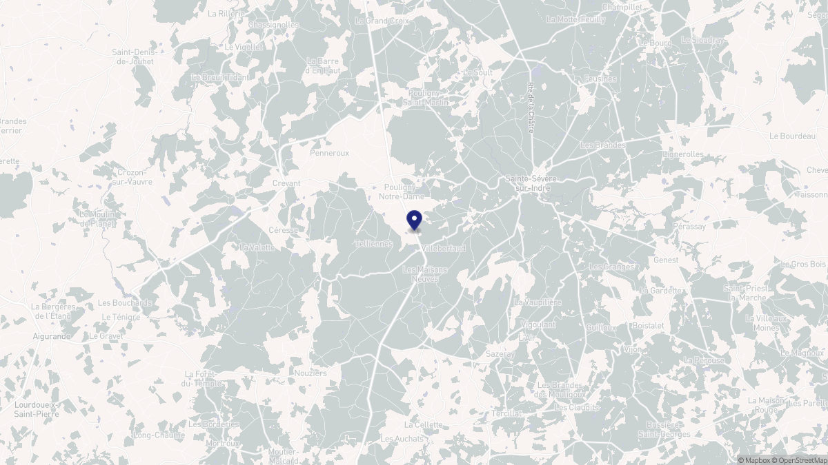 Aperçu cartographique de Pouligny-Notre-Dame, centré sur la commune