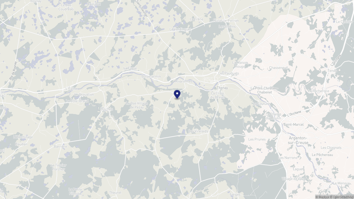 Aperçu cartographique de Rivarennes, centré sur la commune