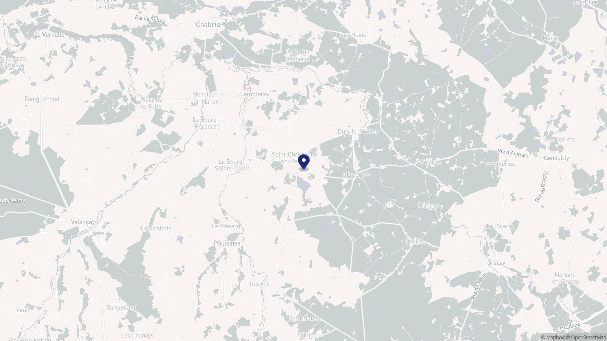 Aperçu cartographique de Saint-Christophe-en-Bazelle, centré sur la commune
