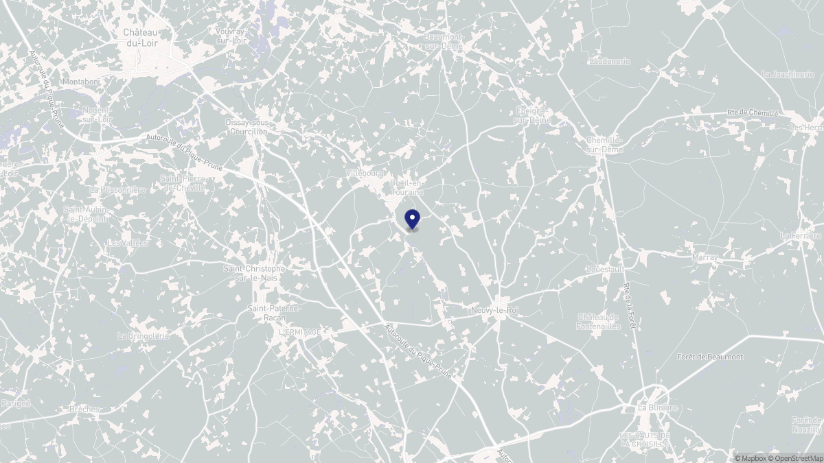 Aperçu cartographique de Bueil-en-Touraine, centré sur la commune