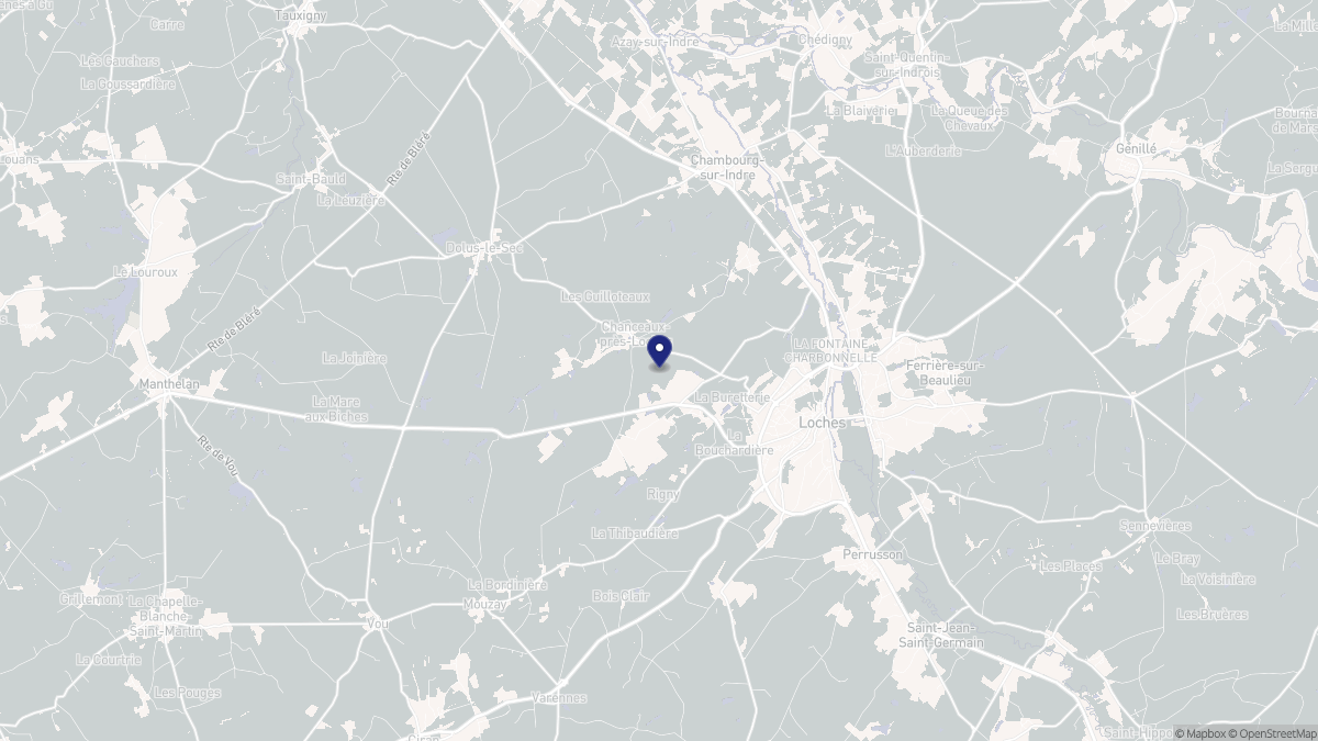 Aperçu cartographique de Chanceaux-près-Loches, centré sur la commune