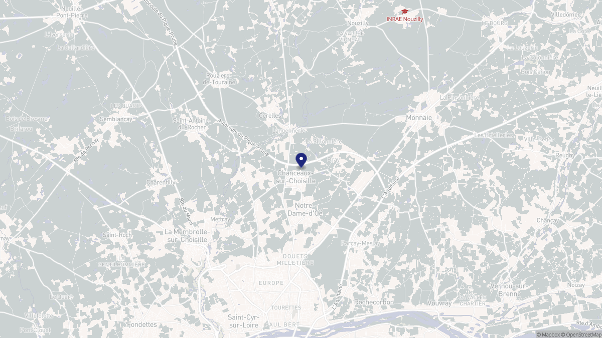 Aperçu cartographique de Chanceaux-sur-Choisille, centré sur la commune