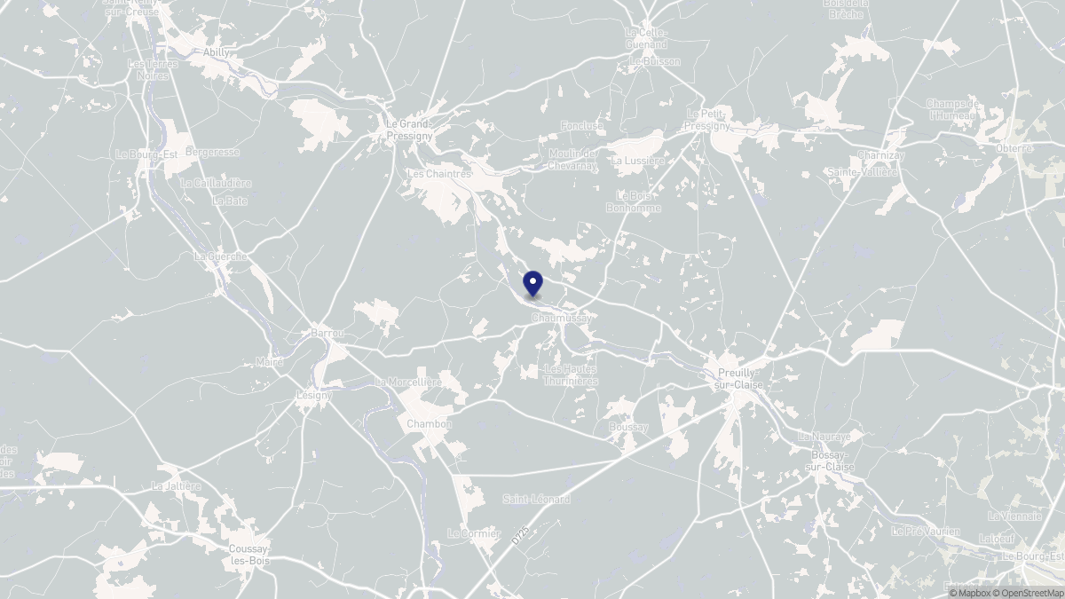 Aperçu cartographique de Chaumussay, centré sur la commune