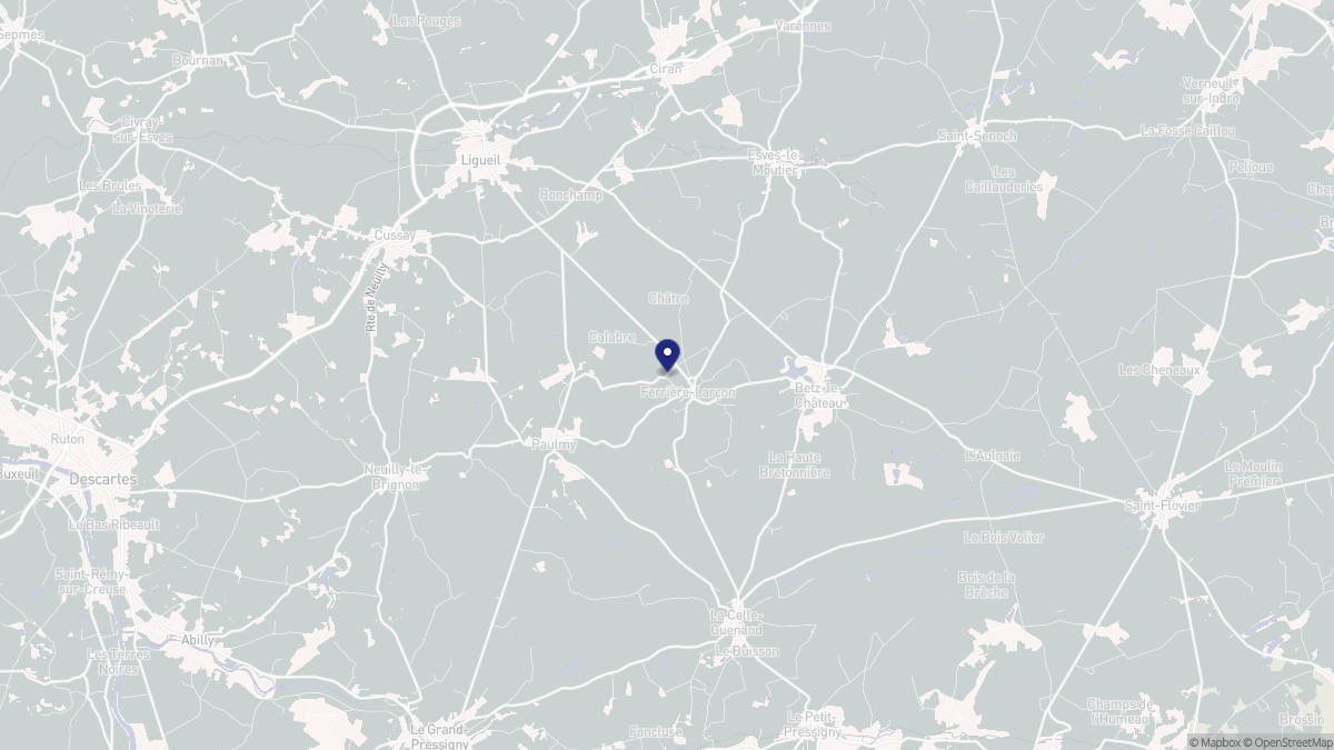 Aperçu cartographique de Ferrière-Larçon, centré sur la commune