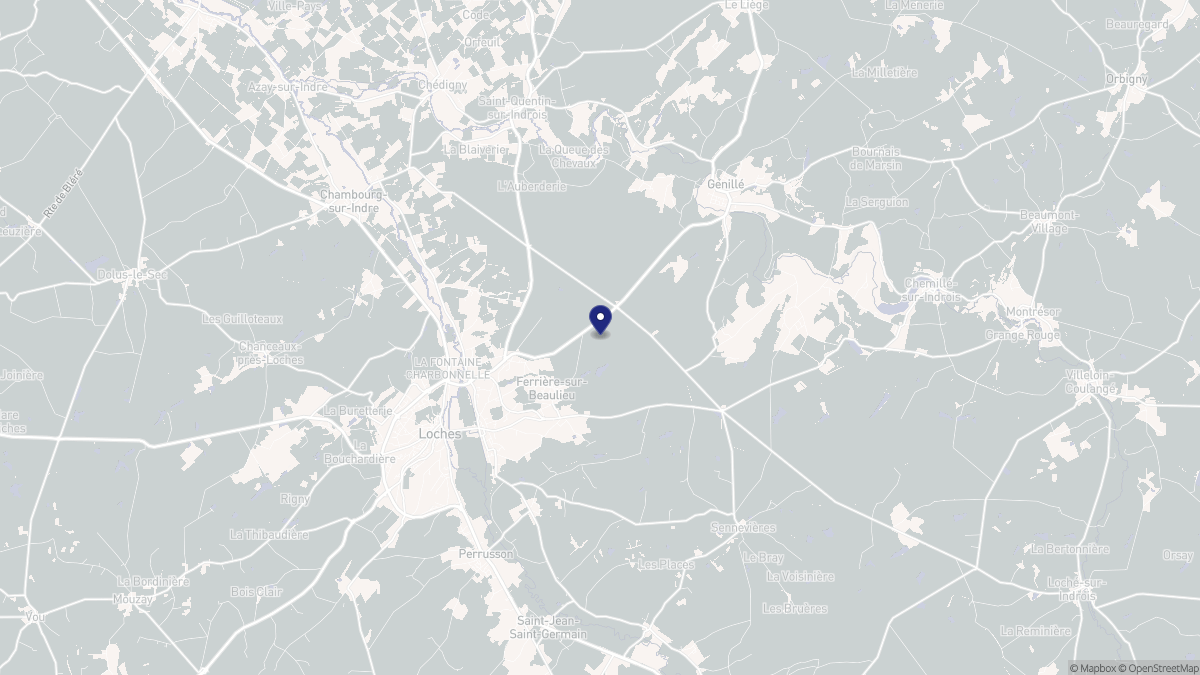 Aperçu cartographique de Ferrière-sur-Beaulieu, centré sur la commune