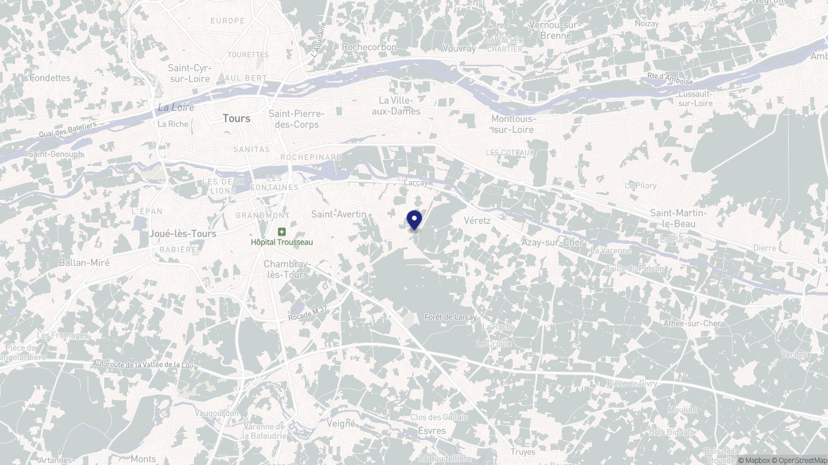 Aperçu cartographique de Larçay, centré sur la commune