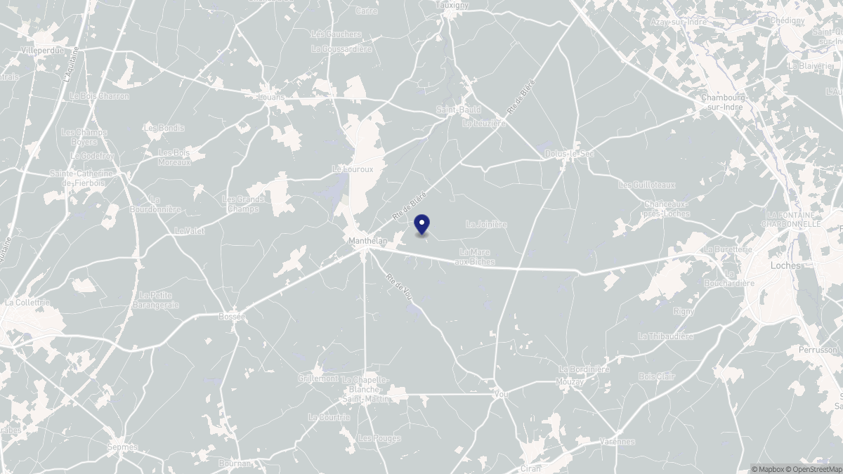 Aperçu cartographique de Manthelan, centré sur la commune