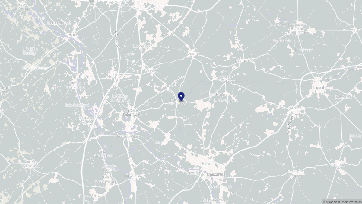 Aperçu cartographique de Marcé-sur-Esves, centré sur la commune