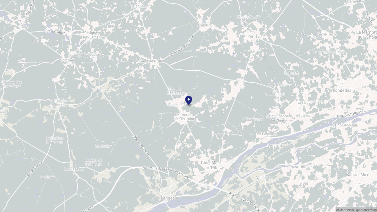 Aperçu cartographique de Mazières-de-Touraine, centré sur la commune