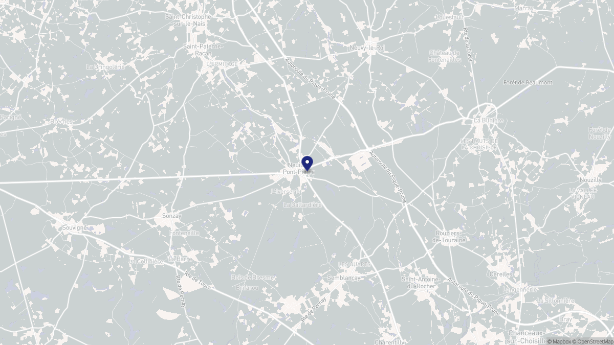 Aperçu cartographique de Neuillé-Pont-Pierre, centré sur la commune