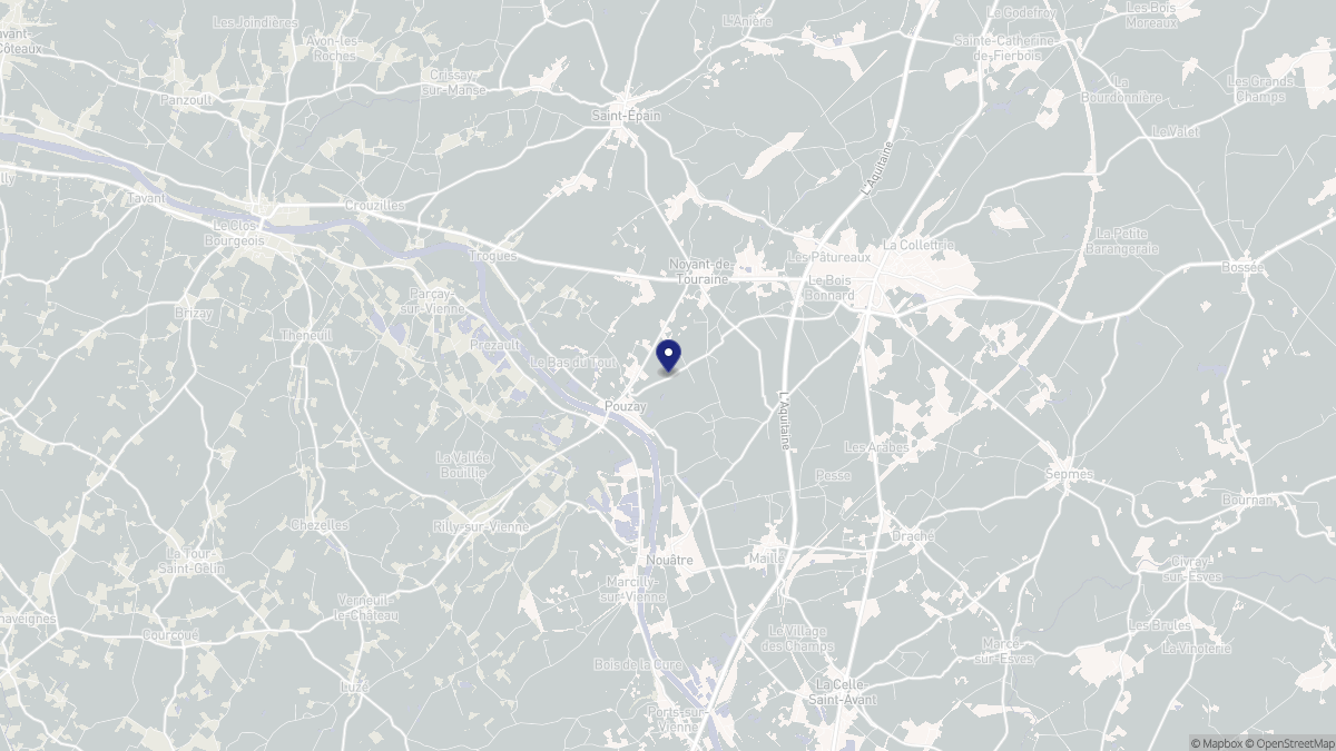 Aperçu cartographique de Pouzay, centré sur la commune