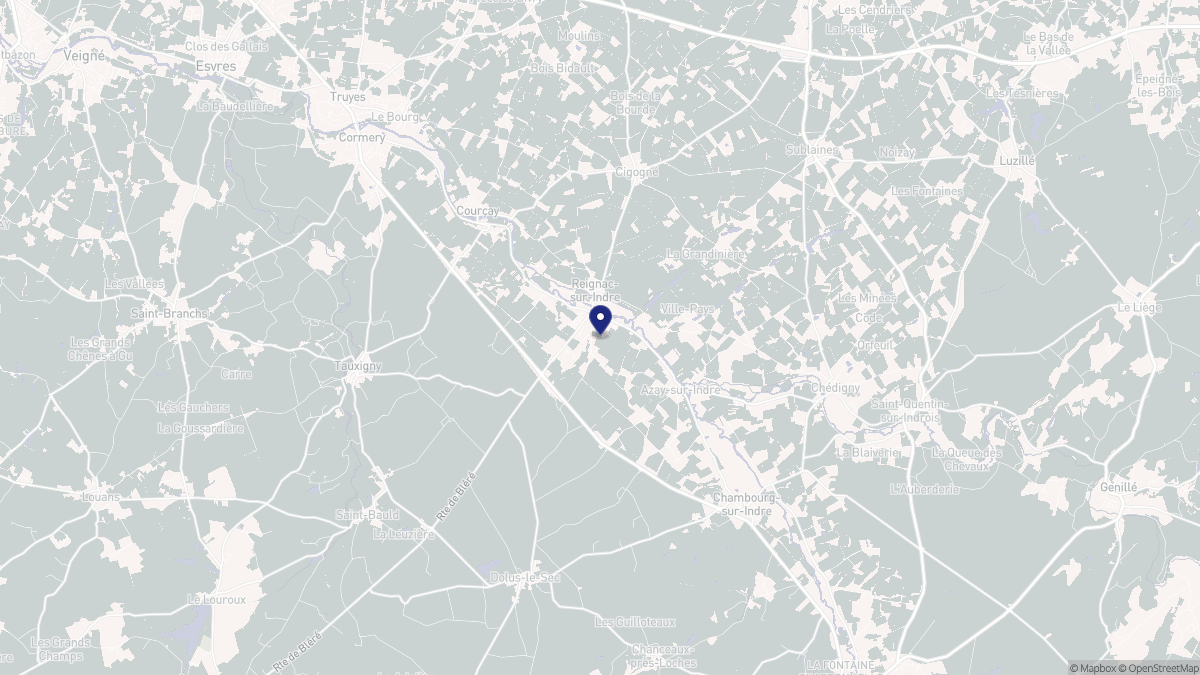 Aperçu cartographique de Reignac-sur-Indre, centré sur la commune