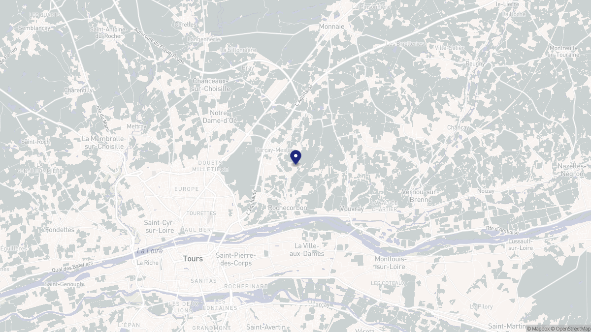 Aperçu cartographique de Rochecorbon, centré sur la commune