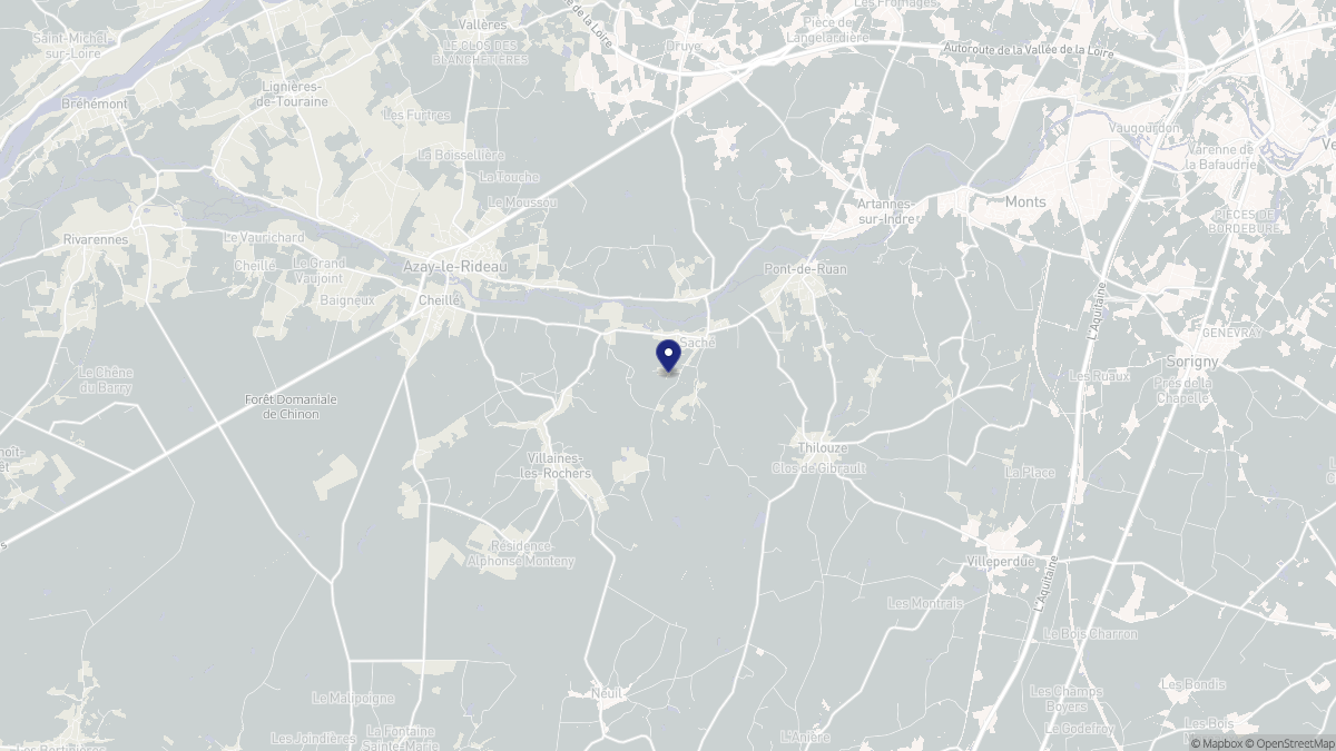 Aperçu cartographique de Saché, centré sur la commune